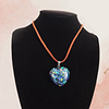 Glitter Heart Resin Pendant Blue (