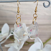 Golden Glitter Flakes Dangle Resin Earrings