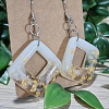 Gold Flake Jewellery nz White Glitter Gold Flake Dangle Earrings