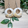 Gold Flake Jewellery nz Round White Glitter Gold Flakes Dangle Earrings