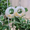 Gold Flake Jewellery nz Round White Glitter Gold Flakes Dangle Earrings