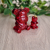 Red Glitter Bear Resin Key Ring Keychain