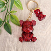 Red Glitter Bear Resin Key Ring Keychain