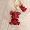 Red Glitter Bear Resin Key Ring Keychain