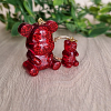Red Glitter Bear Resin Key Ring Keychain