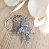Silver Flake Resin Bear Key Ring