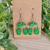 Artistic Green Glitter Sparkle Half Round - Green Resin Earrings – colorful handmade resin jewellery