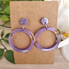 Elegant Round Purple Glitter Resin Stud Earring – glossy statement resin jewellery