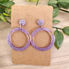 Elegant Round Purple Glitter Resin Stud Earring – glossy statement resin jewellery