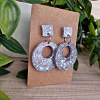 Round Silver Glitter Stud Earrings (4)