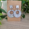 Round Silver Glitter Stud Earrings (1)