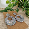 Round Silver Glitter Stud Earrings (3)