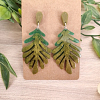 Handmade Greeny Leaf Stud Dangle Earrings - Green Resin Earrings – handmade resin jewellery