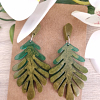 Handmade Greeny Leaf Stud Dangle Earrings - Green Resin Earrings – handmade resin jewellery