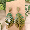 Handmade Greeny Leaf Stud Dangle Earrings - Green Resin Earrings – handmade resin jewellery