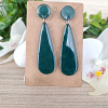 Elegant Larger Green Translucent Tear Drop Dangle Earrings - Green Resin Earrings – glossy statement resin jewellery