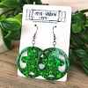 Unique Green Glitter Ginger Bread Man Christmas Earrings - Green Resin Earrings – artisan resin jewelry piece