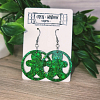 Unique Green Glitter Ginger Bread Man Christmas Earrings - Green Resin Earrings – artisan resin jewelry piece
