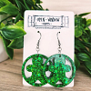 Unique Green Glitter Ginger Bread Man Christmas Earrings - Green Resin Earrings – artisan resin jewelry piece