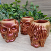 Functional Bronze Shimmer 3 Skulls Hear No Evil See No Evil Speak No Evil Resin Skull Candle Pot Pouri Skull Holder – glossy resin trinket organizer