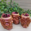 Functional Bronze Shimmer 3 Skulls Hear No Evil See No Evil Speak No Evil Resin Skull Candle Pot Pouri Skull Holder – glossy resin trinket organizer