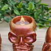 Functional Bronze Shimmer 3 Skulls Hear No Evil See No Evil Speak No Evil Resin Skull Candle Pot Pouri Skull Holder – glossy resin trinket organizer