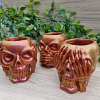 Functional Bronze Shimmer 3 Skulls Hear No Evil See No Evil Speak No Evil Resin Skull Candle Pot Pouri Skull Holder – glossy resin trinket organizer