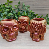 Functional Bronze Shimmer 3 Skulls Hear No Evil See No Evil Speak No Evil Resin Skull Candle Pot Pouri Skull Holder – glossy resin trinket organizer