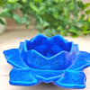 Functional Lotus Flower Blue Shimmer Glitter Potpourri Resin Trinket Tray – glossy resin trinket organizer