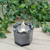 Grey Terrazzo Battery Powered Tealight Resin Candle Holder - Small Resin Holder