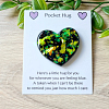 Comforting Green - Yellow Glitter Flake Heart Resin Pocket Hugs Various Sizes – cute handmade resin pocket hug