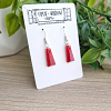 Red Glitter Thin Taper Resin Earrings