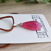 Artistic Red / Pink Shimmer Glitter Resin Tear Drop Necklace Pendant – delicate resin jewelry pendant
