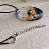 Beautiful Gold Flake Black Resin & Glitter Necklace – glossy handmade resin pendant