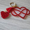 Infinity Red Glitter Heart Resin  Keyring / Keychain