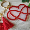 Infinity Red Glitter Heart Resin  Keyring / Keychain