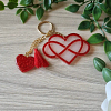Infinity Red Glitter Heart Resin  Keyring / Keychain