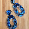 Irregular Blue Glitter and Shimmer Glitter Dangle Stud Earring New Zealand Handmade Jewellery