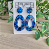 Irregular Blue Glitter and Shimmer Glitter Dangle Stud Earring New Zealand Handmade Jewellery (1)