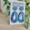 Irregular Blue Glitter and Shimmer Glitter Dangle Stud Earring New Zealand Handmade Jewellery (1)