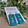 Blue Shimmer Glitter And Paua Dangle Stud Earrings (3)