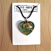 Green Glitter Heart Gold Flake Necklace Jewellery Handmade Jewelry NZ
