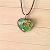 Green Glitter Heart Gold Flake Necklace Jewellery Handmade Jewelry NZ
