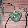 Green Glitter Heart Gold Flake Necklace Jewellery Handmade Jewelry NZ