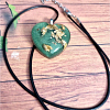 Green Glitter Heart Gold Flake Necklace Jewellery Handmade Jewelry NZ