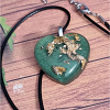 Green Glitter Heart Gold Flake Necklace Jewellery Handmade Jewelry NZ