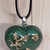 Green Glitter Heart Gold Flake Necklace Jewellery Handmade Jewelry NZ