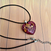Red Glass Heart Gold Flake Necklace Jewellery Handmade Jewellery NZ