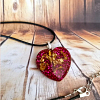 Red Glass Heart Gold Flake Necklace Jewellery Handmade Jewellery NZ