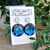 Blue And Black Round Glitter Dangle Stud Earrings Handmade jewellery